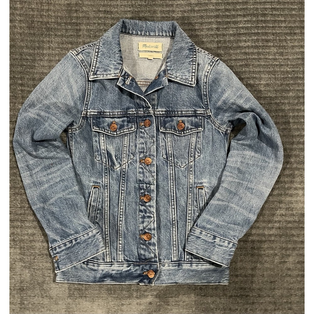 Madewell Women's Classic Denim Jean Jacket Classic Blue XXS Distressed